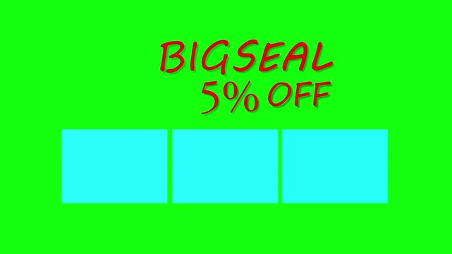 BIG SALE online shopping 5 percent off price badge animation on green background. suitable for e-commerce advertising, retail discounts,  sale up to 5 Percent off template. 4k 