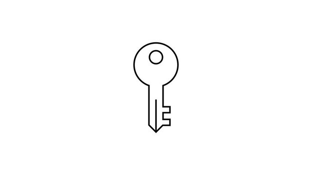 Animated Security Key Line Icon Motion Graphic