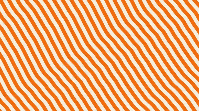 Abstract orange and cream wavy stripe pattern with dynamic curved lines for graphic design background