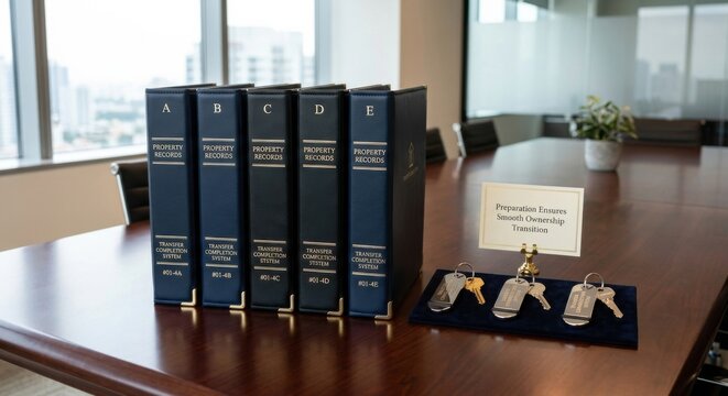 Property Records Binders and Keys Ready for Real Estate Transaction