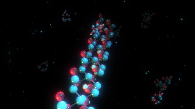 Abstract 3D molecular structure of a carbohydrate featuring glowing atoms and chemical bonds against a dark, scientific background.