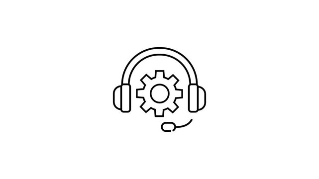 Animated Tech Support Line Icon Motion Graphic