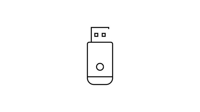 Animated USB Drive Line Icon Motion Graphic