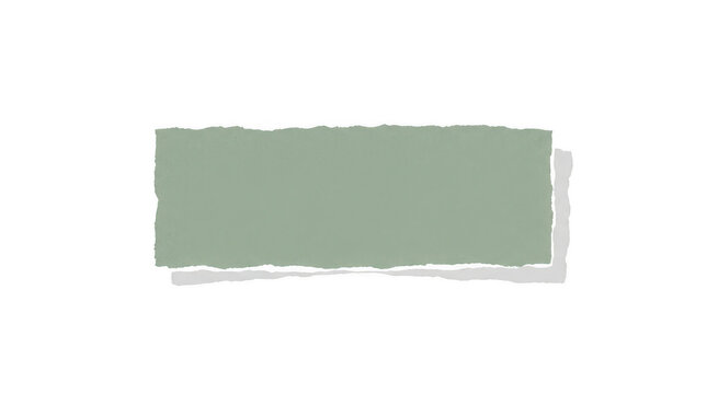 Green ripped paper note with shadow isolated on transparent background