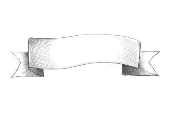 Long blank white ribbon banner with folded fishtail ends