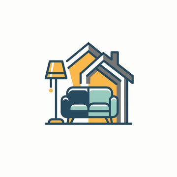 Abstract furniture and house outline icon set.