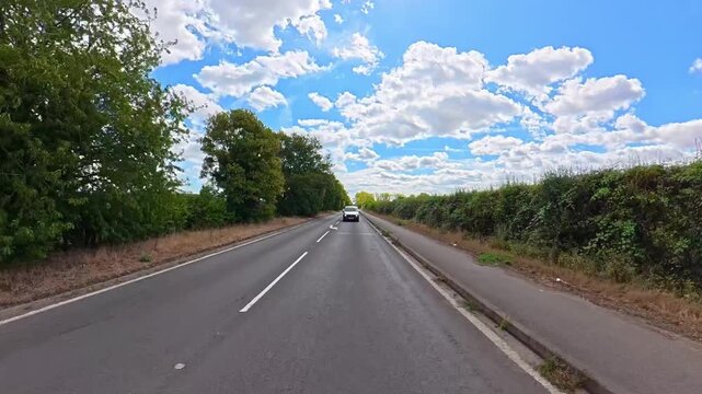 British Rural Car Travel Between Luton to Sharpenhoe Country Road. Car Mounted Camera Time Lapse Footage of Car Travel on British Country Road and Highways of England UK. 2nd September, 2026.