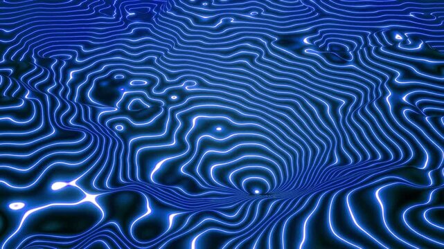 Dynamic abstract blue light waves creating a mesmerizing futuristic pattern, illustrating digital data flow or energetic topography, evoking modern technology and innovation