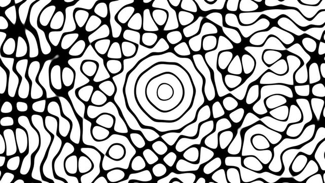 Organic Reaction Diffusion Pattern with Abstract Neural Cellular Network Lines in Black and White Monochrome Style