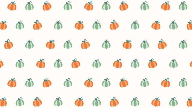 Seamless pattern animation with orange and green pumpkins