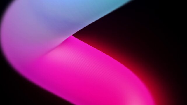 Abstract neon glowing wave background with pink and blue light trail on black