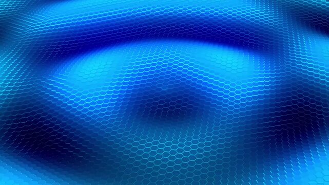 Abstract blue digital ripple surface with futuristic geometric grid pattern texture