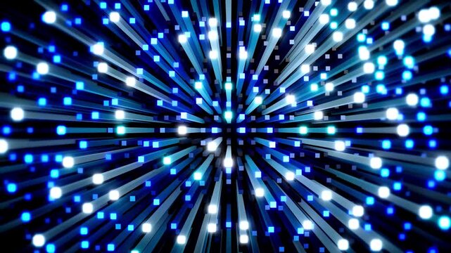 Abstract Futuristic Background with Radiating Blue and White Light Streaks Representing High Speed Data and Digital Technology