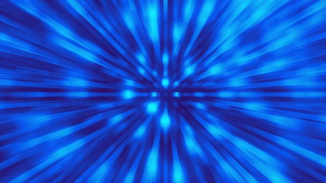 Blue abstract light zoom burst background with dynamic motion blur rays and speed lines