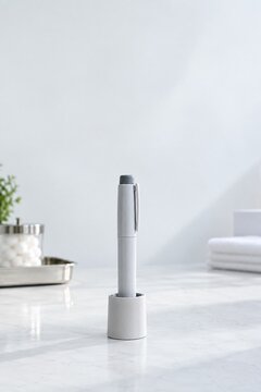 Generic injection pen in a holder with upper copy space