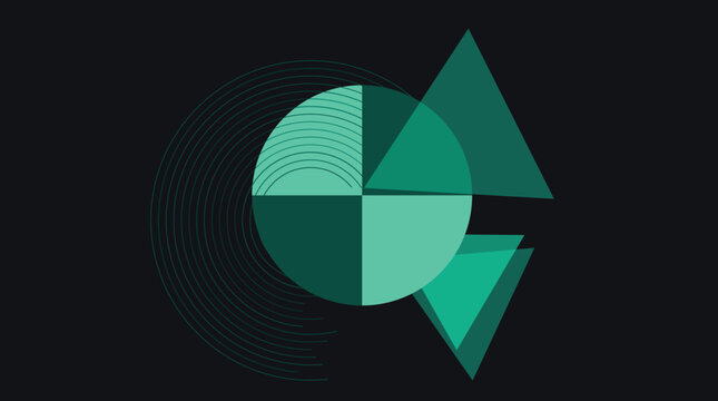 Geometric teal abstract design with circles and triangles