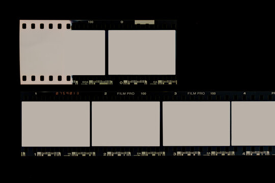camera film strip layout with empty mock up frames. Image space.