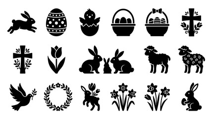 Fototapeta premium Happy Easter German Frohe Ostern Vector Typography Design with Floral Elements and Spring Motifs on White Background for Greeting Cards and Holiday Decorations