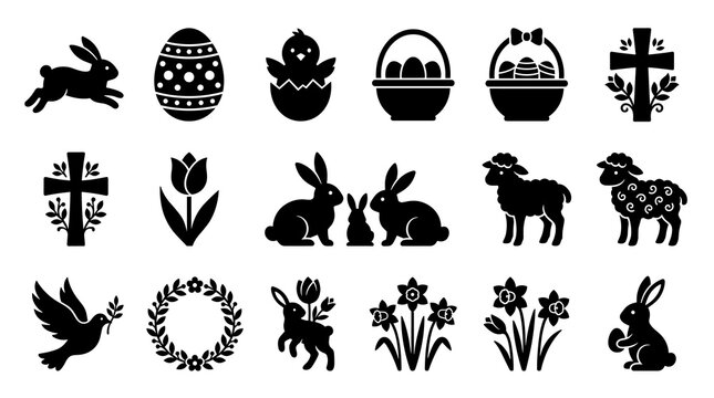 Happy Easter German Frohe Ostern Vector Typography Design with Floral Elements and Spring Motifs on White Background for Greeting Cards and Holiday Decorations