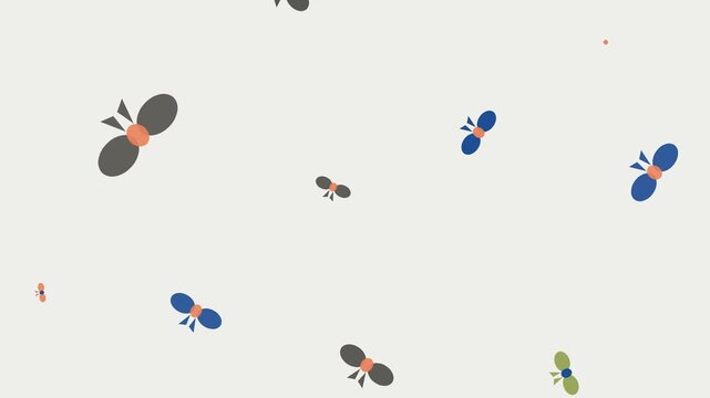 Animated colorful floating ribbon bow motion background seamless loop