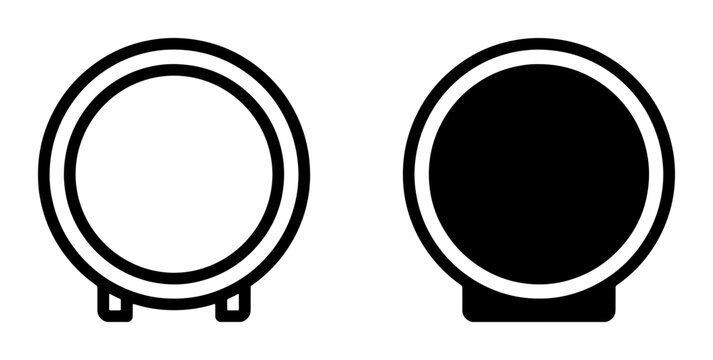 Two Barrel Icons, Outline and Solid Fill, Vector Graphics for Beverage and Storage Concepts
