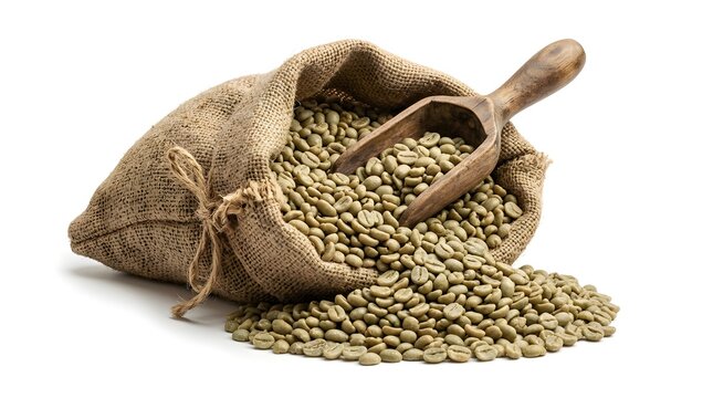 Rustic Burlap Sack Overflowing with Coffee Beans
