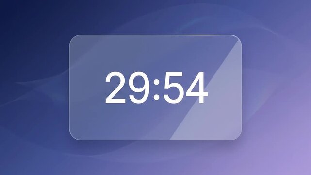 Digital timer displaying twenty-nine minutes and fifty-four seconds on a translucent glass panel.