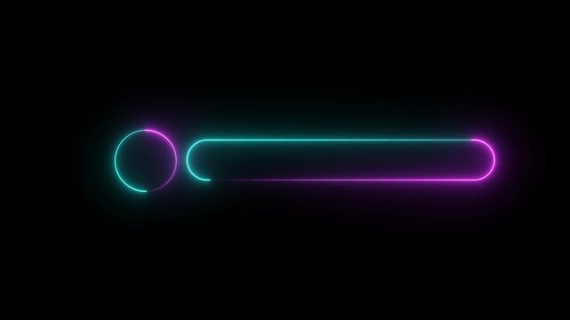 live streaming neon text frame animation. Neon glowing cyan and purple color square rectangle picture frame icon.Motion graphics of concept