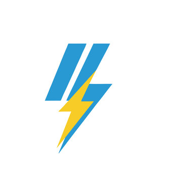 Blue and yellow lightning bolt logo