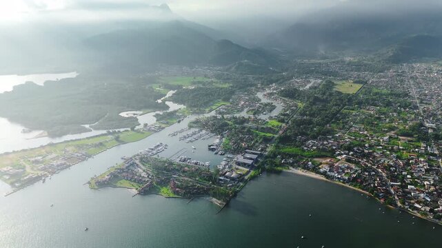 Aerial view of the Marina Bracuhy near the town of Angra dos Reis in Brazil