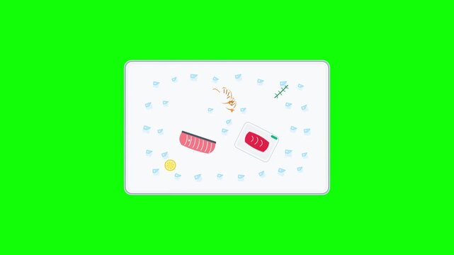 Animated Fish and Seafood Display on Ice