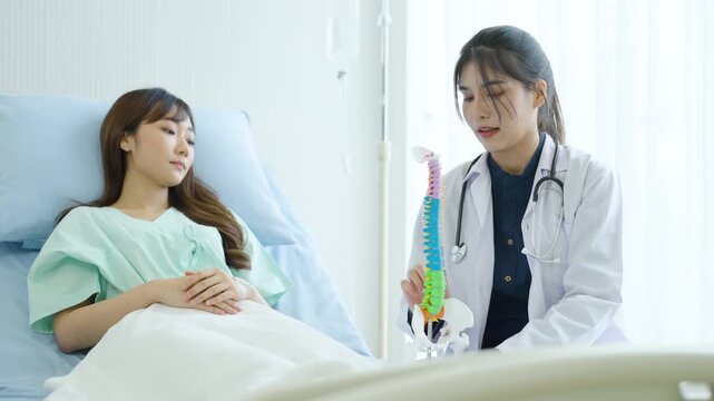 Female doctor monitoring pregnant woman receiving IV therapy in hospital bed, maternity healthcare, prenatal treatment, patient care, pregnancy illness and medical support.