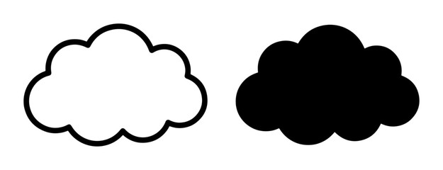 Obraz premium Cloud Icons, Simple Vector Shapes, Black and White, Weather Symbols, Graphic Elements for Design