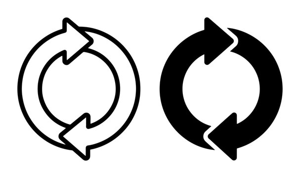 Recycle Arrows Icon Set, Circular Refresh Symbol Vector, Repeat Loop Graphic, Reload Button Design