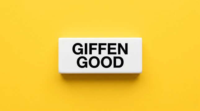 Giffen Good economic concept on white block, financial theory of inferior goods, demand and price paradox on yellow background