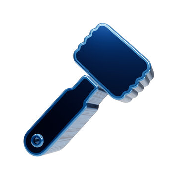 Shiny metallic meat tenderizer with textured head against a clean backdrop 3D Rendered Isolated on transparent background