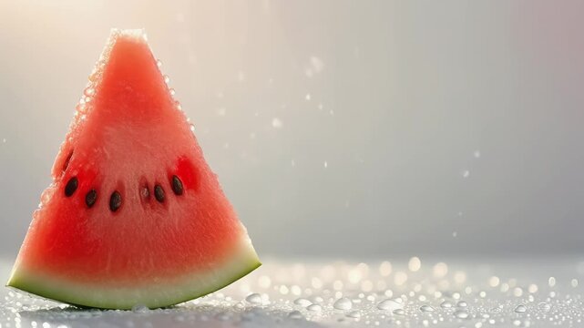 きらめく水滴に包まれた新鮮なスイカのスライス