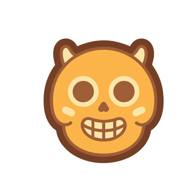 Cartoon skull with cat ears and big smile