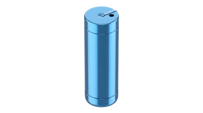 Blue Metallic Dental Floss Dispenser Isolated on White