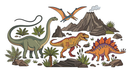 Cartoon Dinosaurs and Prehistoric Landscape © wudel