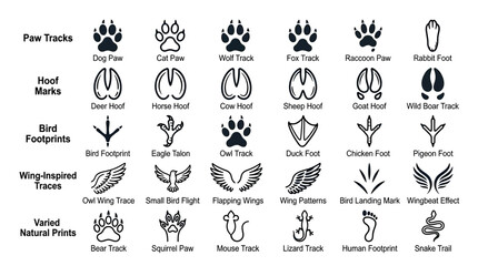 Obraz premium Animal Footprint and Paw Print Icons Set