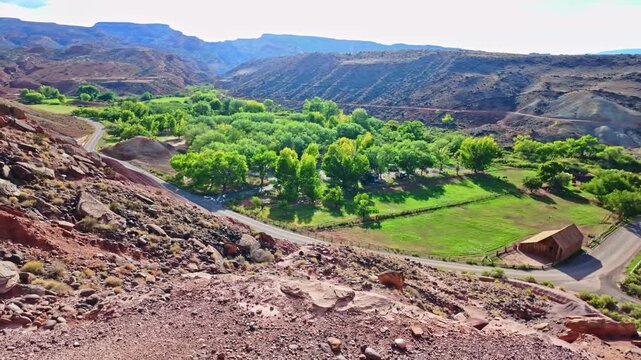 Historic Gifford Homestead barn seen from Cohab Canyon trail
