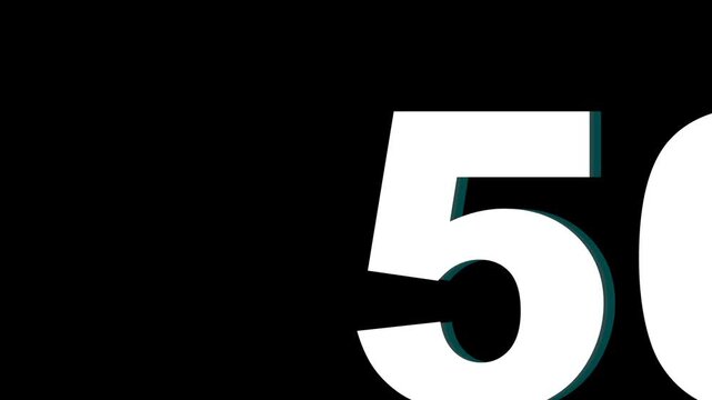 50 percent off sale discount promotion text animation with digital glitch effect on black background