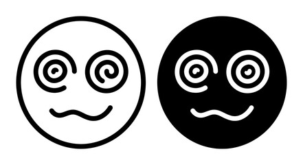 Obraz premium Dizzy Face Emoticon Icons, Swirling Eyes Expression Vector Set, Black and White Emotion Symbols, Hypnotized Mood Graphics
