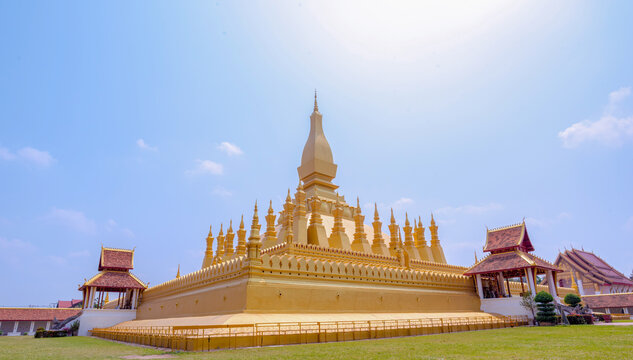 The most beautiful Viewpoint  Architecture at Pha That Luang Temple in Vientiane, Laos