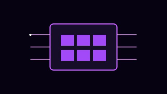 Purple Microchip CPU Icon Animation