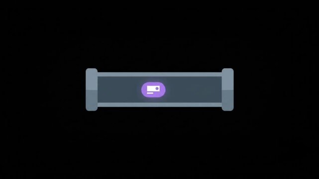 2D Cartoon Animation of Payment Processing Pipeline and Glowing Token on Black Background