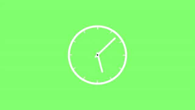 Minimalist clock face on transparent background with hour and minute hands ticking time passing concept, Analog clock spinning animation loop in 4k video.