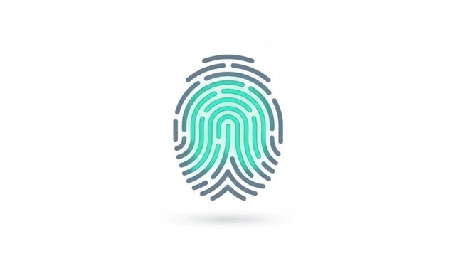 Flat 2D Cartoon Biometric Fingerprint Scan Icon for Secure Authentication