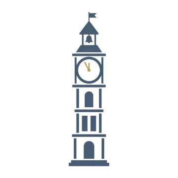 Minimalist Clock Tower Graphic Icon Design